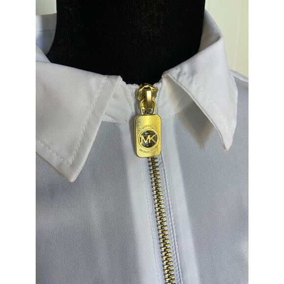 MICHAEL Kors Womens Blouse Size Small White Sheer Quarter Zip NEW - Picture 6 of 11